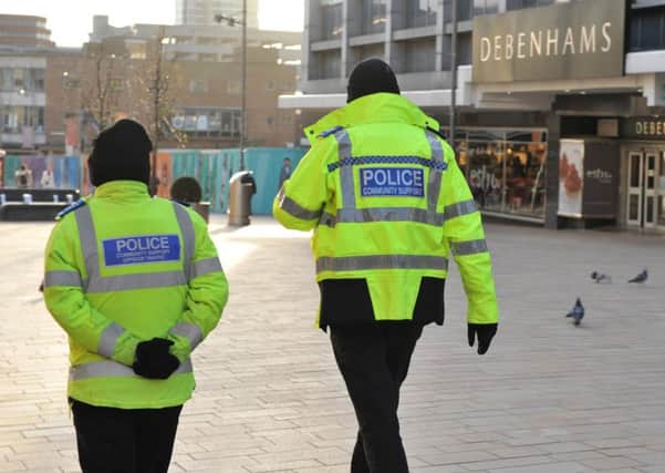 Sheffield Stock Pic - Community Support Officers patrol the city centre
