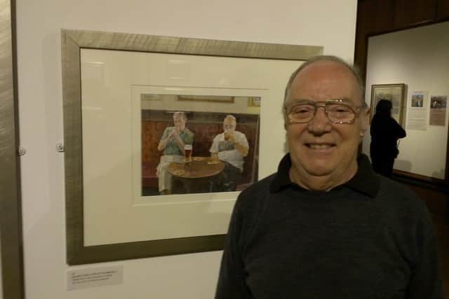 John Sprakes with his picture of the Mason's Arms in Doncaster, on show at Doncaster Museum and Art Gallery