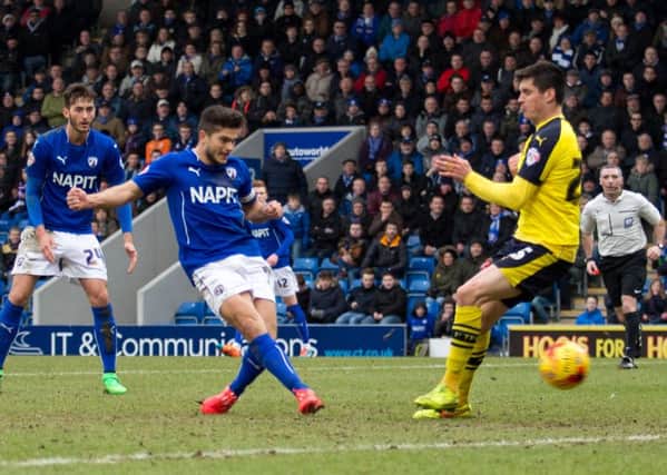 Chesterfield vs Fleetwood - Sam Morsy makes it 3-0 to Chesterfield - Pic By James Williamson
