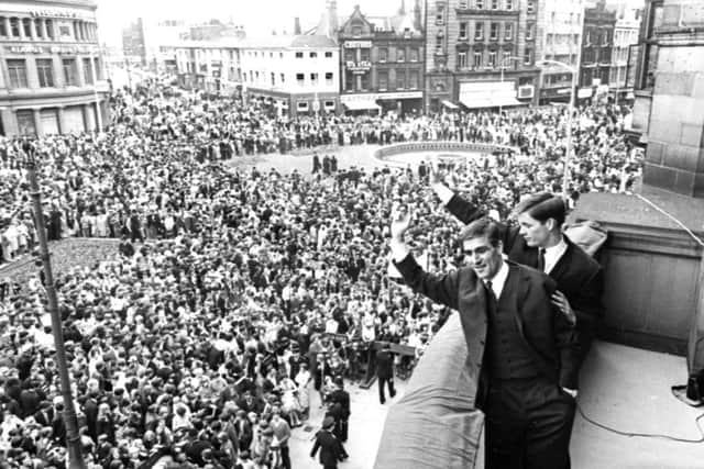 David Ford waves to crowd in Sheffield after 1966 Cup Final defeat