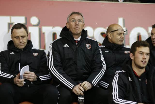 Nigel Adkins on the bench during the draw with Blackpool