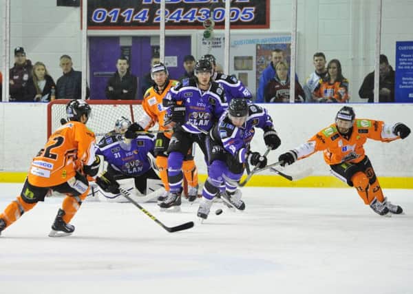 Braehead Clan protecting their investment at iceSheffield earlier this season. Pic: Dean Woolley