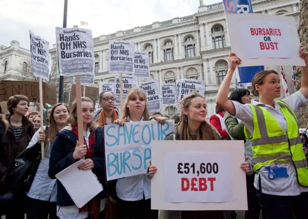 A protest against cuts to NHS student bursaries for nurses and midwives.
