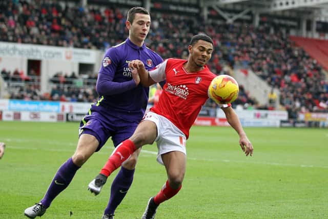 Rotherham's Grant Ward in action against Charlton