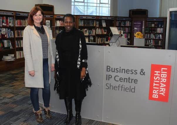 Olusola McKenzie, of Learn to Re-Create, right, at the Business & IP Centre in Sheffield.