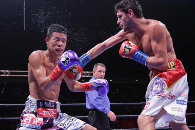 Jamie McDonnell lands clean on Tomoki Kameda on his way to successfully retaining his WBA bantamweight title in Corpus Christi, Texas.