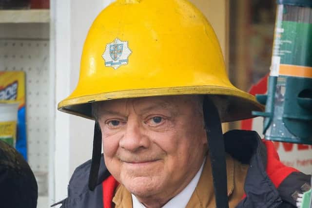 David Jason japes around on the set of Still Open All Hours.