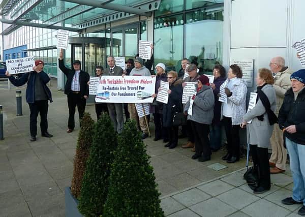 South Yorkshire Freedom Riders protest outside the meeting