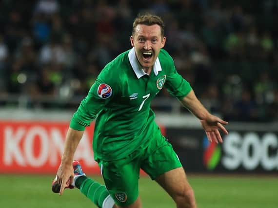 Aiden McGeady after scoring for the Republic of Ireland