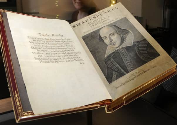 The First Folio, Mr William Shakespeare's comedies, histories & tragedies, London, 1623.
29 Janaury 2016.  Picture Bruce Rollinson