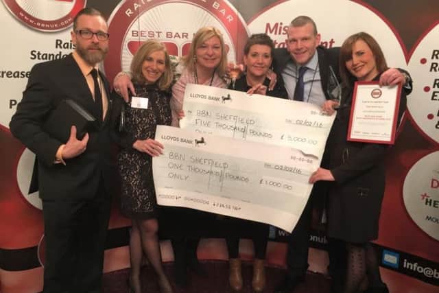 A scheme to promote a safe and vibrant nightlife in Sheffield city centre has won two national awards. Nick Simmoite - Unite Chair, Julie Hague - Safeguarding SCC, Jayne Forest - Chief Inspector, Tracey Ford - BBN Project Manager, Matt Burdett - South Yorkshire Police, Rachel Watson - Popworld