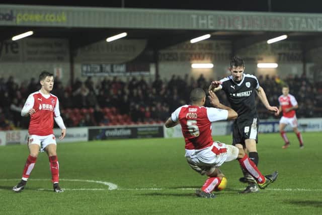 Barnsley's Conor Hourihane scores to put the Reds 1-0 up.
