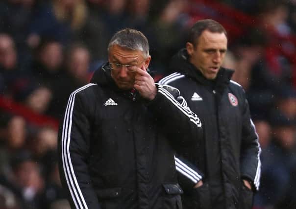 Sheffield United boss Nigel Adkins during the 2-0 defeat to Wigan on Saturday