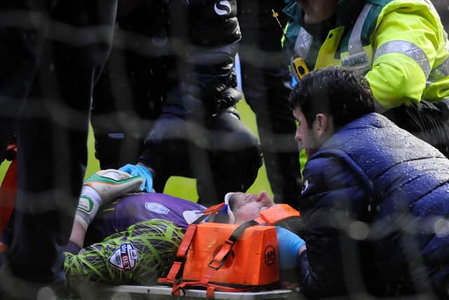 Keiren Westwood was taken off on a stretcher