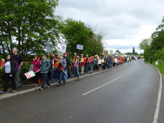 Misson residents take part in demonstrations against fracking plans.