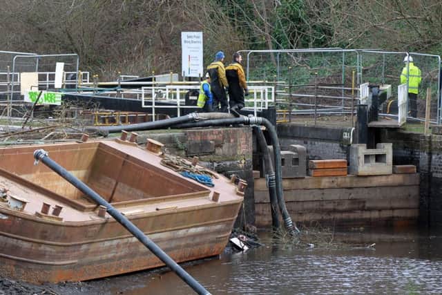 A major repair project to Tinsley's Locks is underway by the Canal & River Trust as part of a Â£1/2 million restoration to this 19th century lock flight. Pictured is work on no 11 lock. On Sunday 14 February the Trust is inviting the local community to a public open day at Lock 11, next to Meadowhall Shopping Centre. Visitors will be able to walk along the bed of the lock which is over 15 feet deep and get an insight into canal maintenance by speaking to the specialist craftsman. Work to drain lock 11 so the fish can be rescued from the water so work can begin.