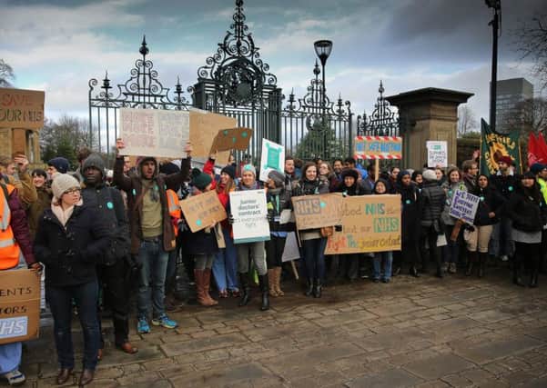 Junior doctors at Weston Park, outside Sheffield Children's Hospital, Sheffield, on a 24 hour strike on January 12 2016.
