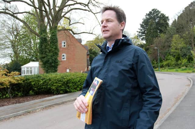 Nick Clegg campaigning on people's doorsteps in Sheffield