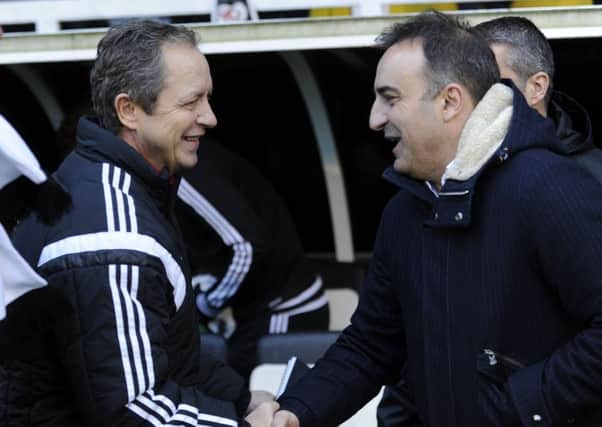 Carlos Carvalhal with Owls ex boss Stuart Gray now with Fulham