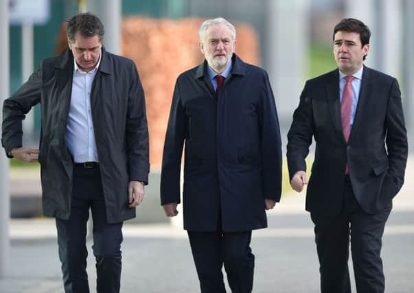 (From the left) MP Steve Rotherham, Labour leader Jeremy Corbyn and shadow home secretary Andy Burnham arrive at the Hillsborough inquest in Warrington, where Coroner Sir John Goldring is continuing to sum up the evidence. PRESS ASSOCIATION