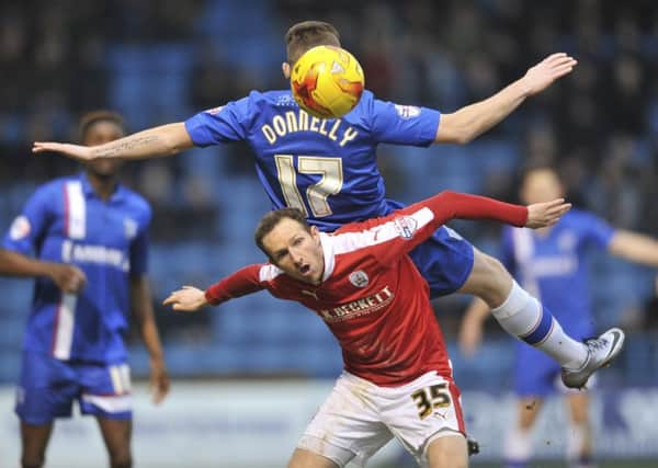 Barnsley in  action at Gillingham where their briliant unbeaten run came an end