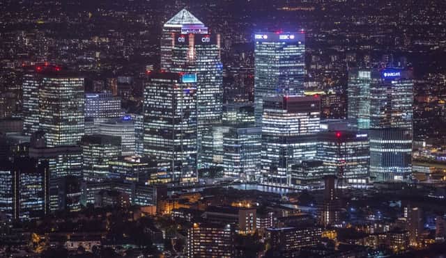 An aerial view of Canary Wharf, London  Photo: Anthony Devlin/PA Wire