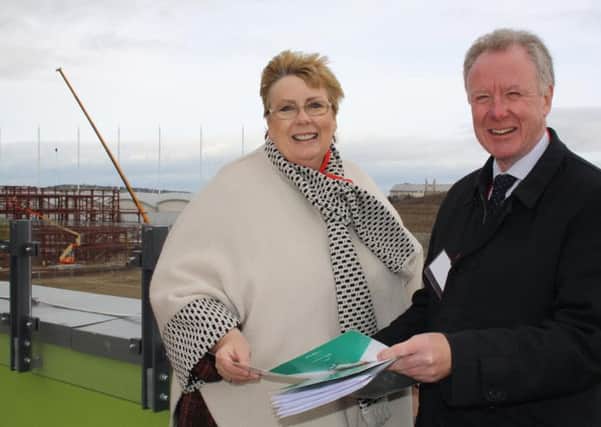 From l to r:- President of the Sheffield Chamber of Commerce and Industry, Jill Thomas, and David Hobson, project director for the Olympic Legacy Park.