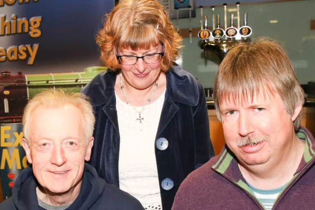 NDFP Festival of British Railway Modelling at Doncaster Racecourse. L>R Mauric Rourke (Event Organiser for OO Live System Club), Val & David Price