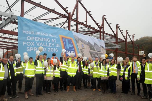 Topping out ceremony at the site of the region's largest Aldi, at Fox Valley, Stocksbridge. Picture: Andrew Roe