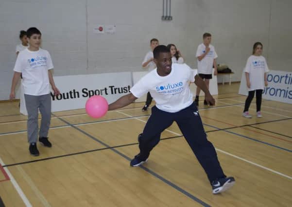 Former sprint champion, Leon Baptiste was at All Saints Catholic High School in Sheffield to highlight just one of a variety of sports that are now offered to local schools through the Sporting Promise, an initiative delivered by Matalan,  Souluxe and the Youth Sport Trust to encourage more young people into PE and sport. Pic Mike Cowling