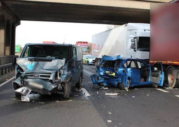 The aftermath of the crash which killed Rotherham woman, Margaret Nile.