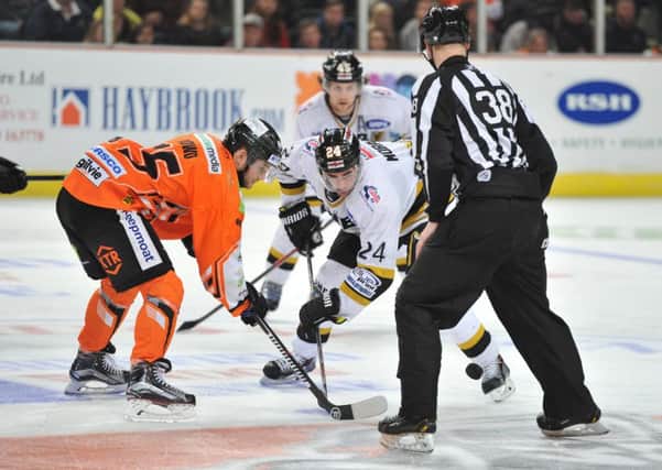 Robert Dowd in action for Sheffield Steelers v Nottingham Panthers last year