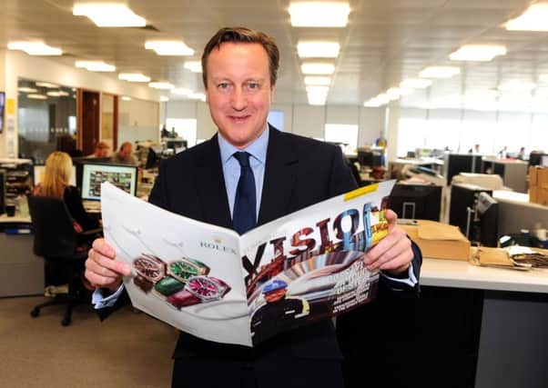 David Cameron on the election trail during a visit to the Yorkshire Post offices in Leeds. Picture Tony Johnson,