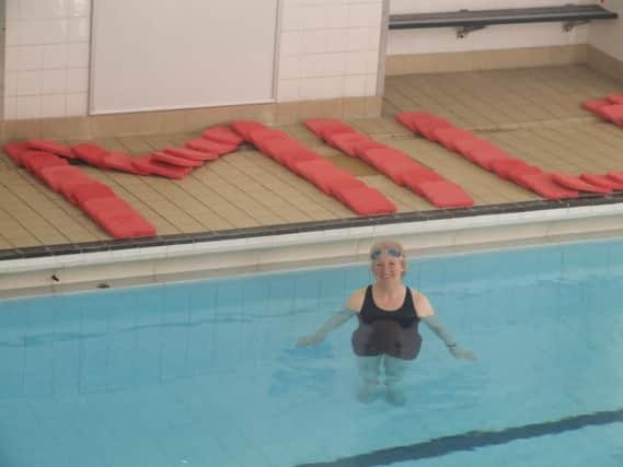 Linda Carlo is swimming the distance between Doncaster and Edinburgh.