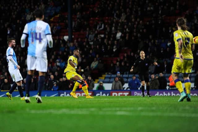 Claude Dielna scores his only goal for Wednesday, at Blackburn last season