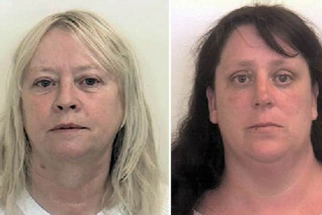 Karen MacGregor, 58, (left) and Shelley Davies, 40, who have been found guilty of conspiracy to procure prostitutes and false imprisonment involving the sexual exploitation of teenage girls in Rotherham.