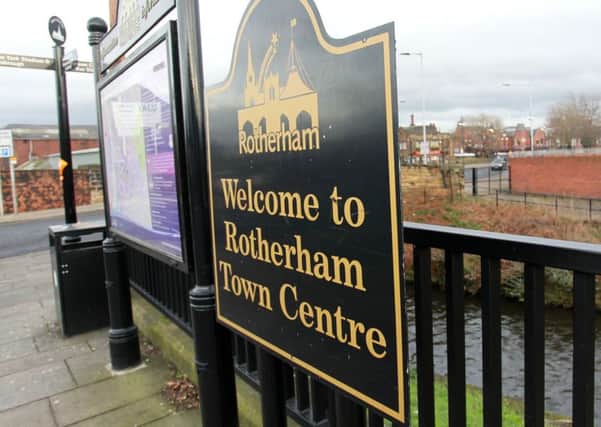 Welcome to Rotherham Town Centre sign.