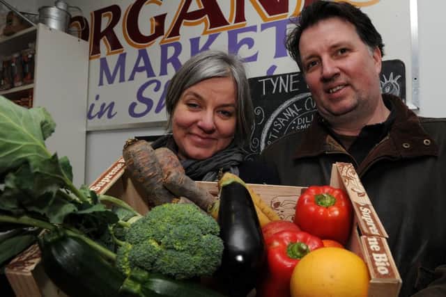 Moya Sketchley and Mark Mercer, of Barra Organics, on Sharrow Vale Road. Picture: Andrew Roe