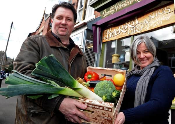 Moya Sketchley and Mark Mercer, of Barra Organics, on Sharrow Vale Road. Picture: Andrew Roe