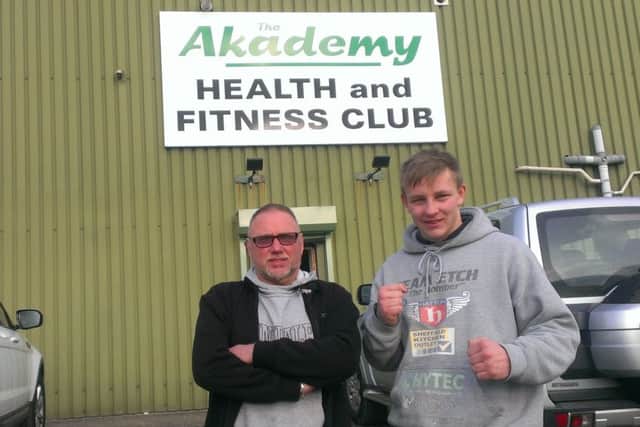 Boxer Jack Etches and trainer Mick Otter at Dronfield
