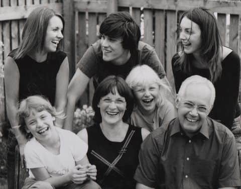 A family portrait showing Ruth and Alan with all five children - Sarah, Esther, Matt and the couple's two 'forever daughters'