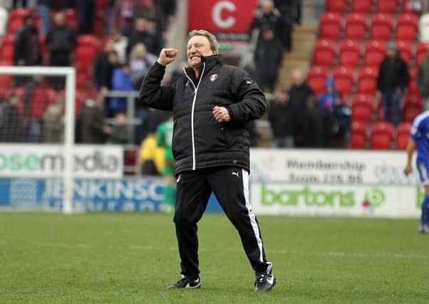 Neil Warnock celebrates victory over Brentford