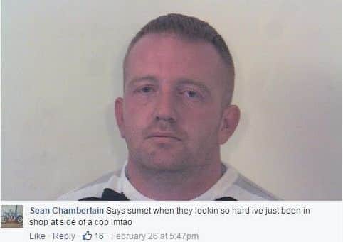 Sean Chamberlain with one of the Facebook messages