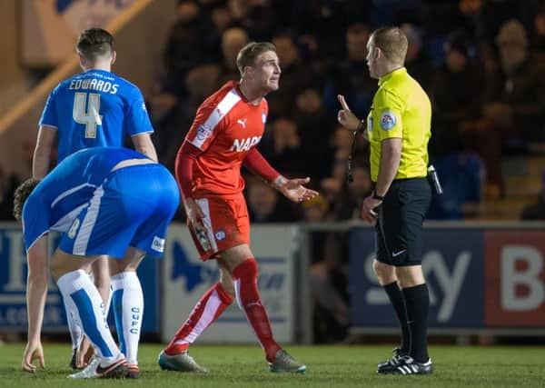 Colchester United vs Chesterfield - Gary Liddle protests his red Card - Pic By James Williamson
