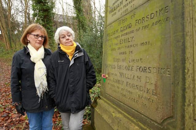 Shirley Baxter and Hilary Mcara at a WWI grave