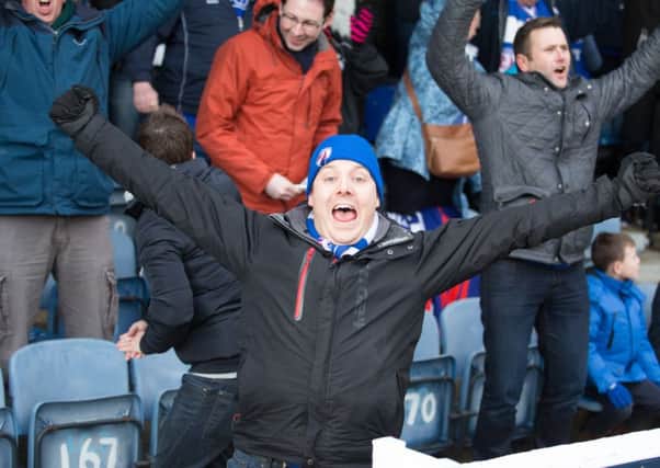 Southend United vs Chesterfield - Chesterfield fans celebrate their late winner - Pic By James Williamson
