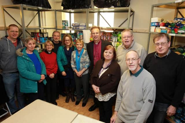 The Bishop of Sheffield Steven Croft made a visit to the S2 Food Bank at St Swithun' on Cary Road.
