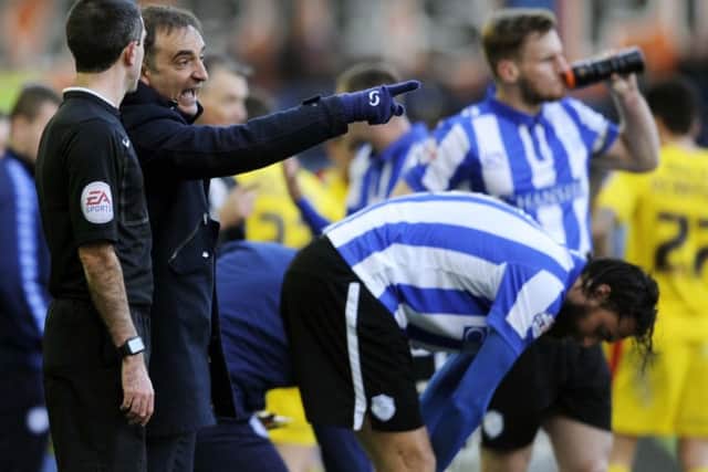 Carlos Carvalhal fumes at the assistant referee