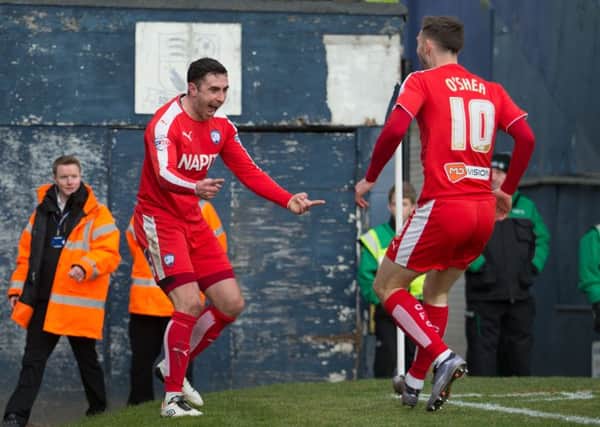 Southend United vs Chesterfield - Lee Novak celebrates with Jay O'Shea - Pic By James Williamson