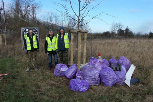 Tickhill litter pickers taking part in the "Clean For The Queen" litter pick along Bawtry Rd and Paper Mill Lane.